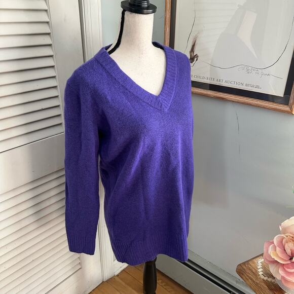 ATHLETA Womens Sweater Small Purple Merino Wool Blend V-Neck Westwood Casual - Picture 5 of 14